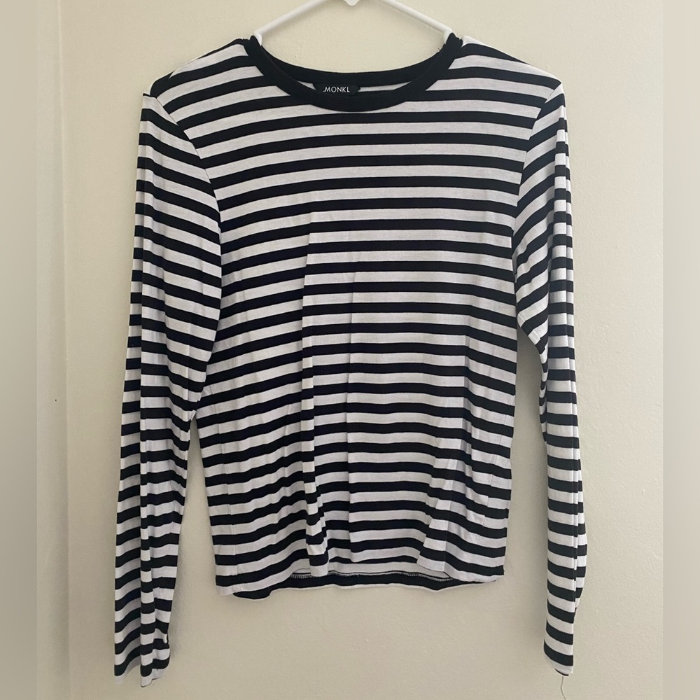 Monki long sleeved top in black and white stripe 🖤🤍